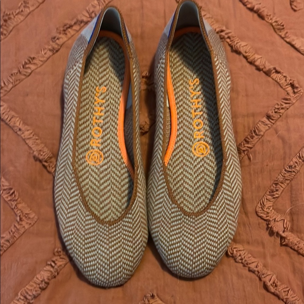 Rothy's Orange and Brown Flats with Textured Fabric